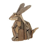 Paris Prix Statuette Déco en Bois Recyclé  Lapin  35cm Naturel