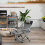 Voir la diapositive 2 : OUTSUNNY Chaise de camping pliante - repose-pied amovible, rangements - sac transport - gris