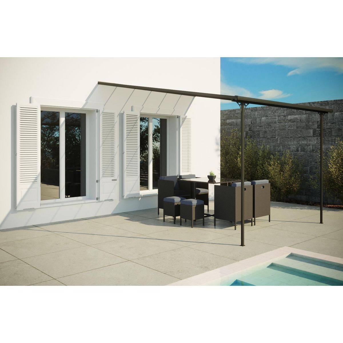 CONCEPT USINE Tonnelle murale 11,44 m² en aluminium FERRATO