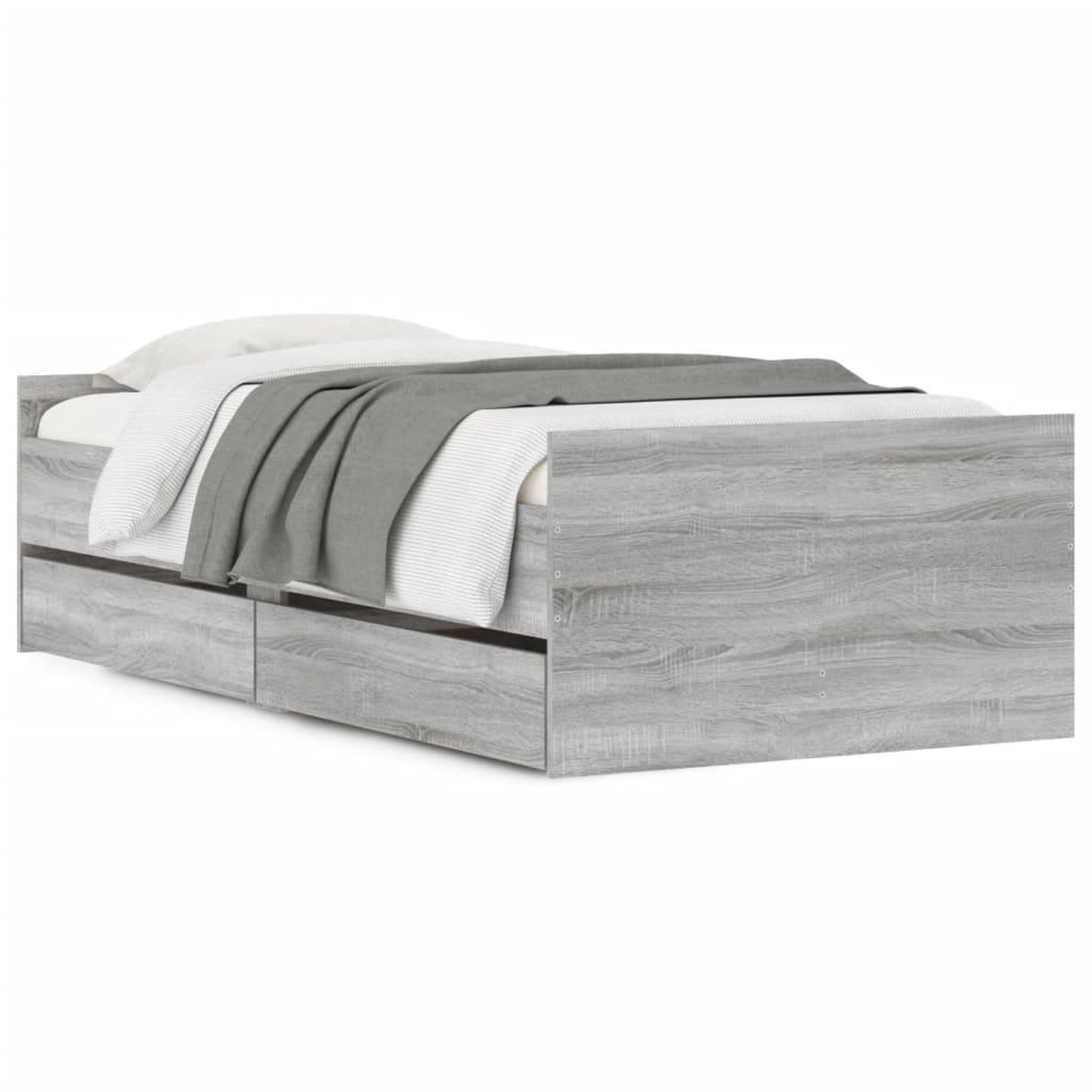 Voir la diapositive 2 : VIDAXL Cadre de lit avec tiroirs sans matelas sonoma gris 100x200 cm