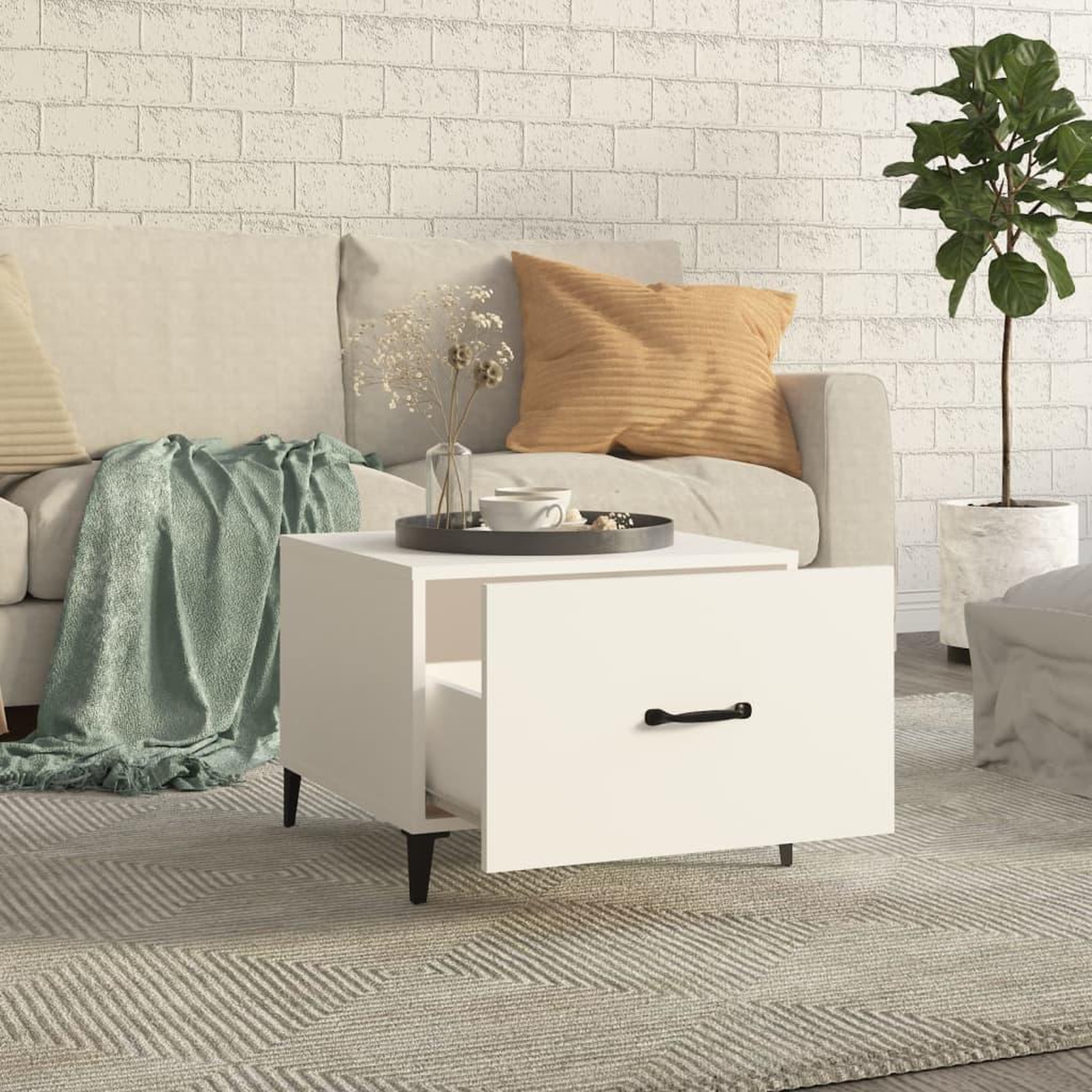 Voir la diapositive 3 : VIDAXL Table basse avec pieds en metal Blanc 50x50x40 cm