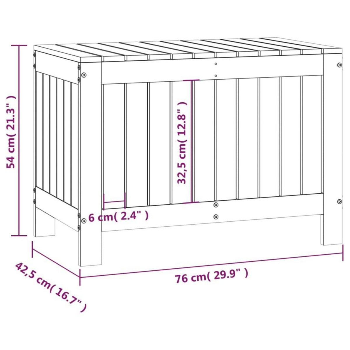 VIDAXL Boîte de rangement de jardin 76x42,5x54 cm Bois massif de pin