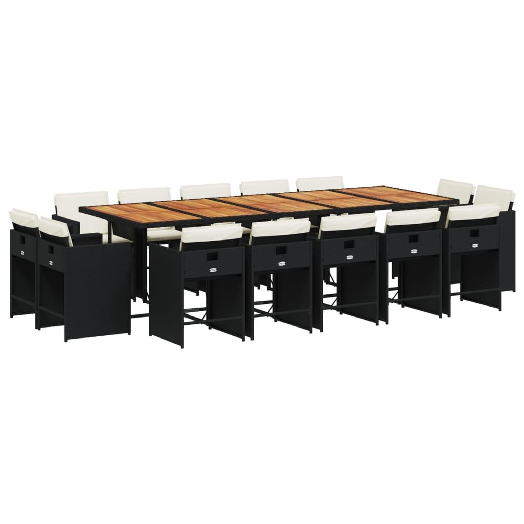 Voir la diapositive 2 : VIDAXL Ensemble a manger de jardin 15 pcs coussins noir resine tressee
