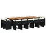 Voir la diapositive 2 : VIDAXL Ensemble a manger de jardin 15 pcs coussins noir resine tressee