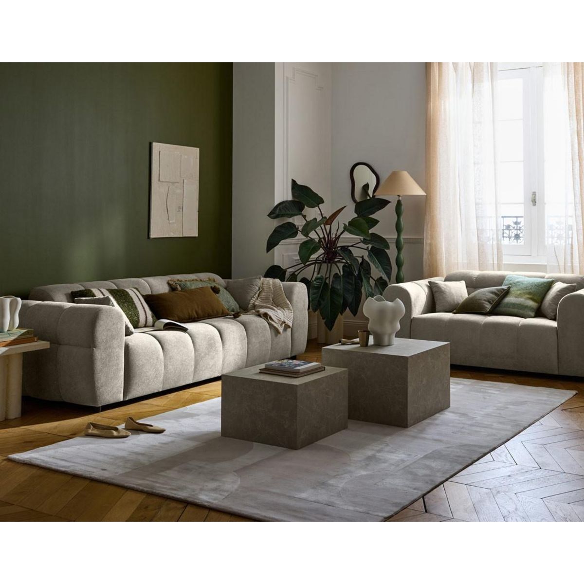 LISA DESIGN Ray - canapé droit 3 places en tissu texturé