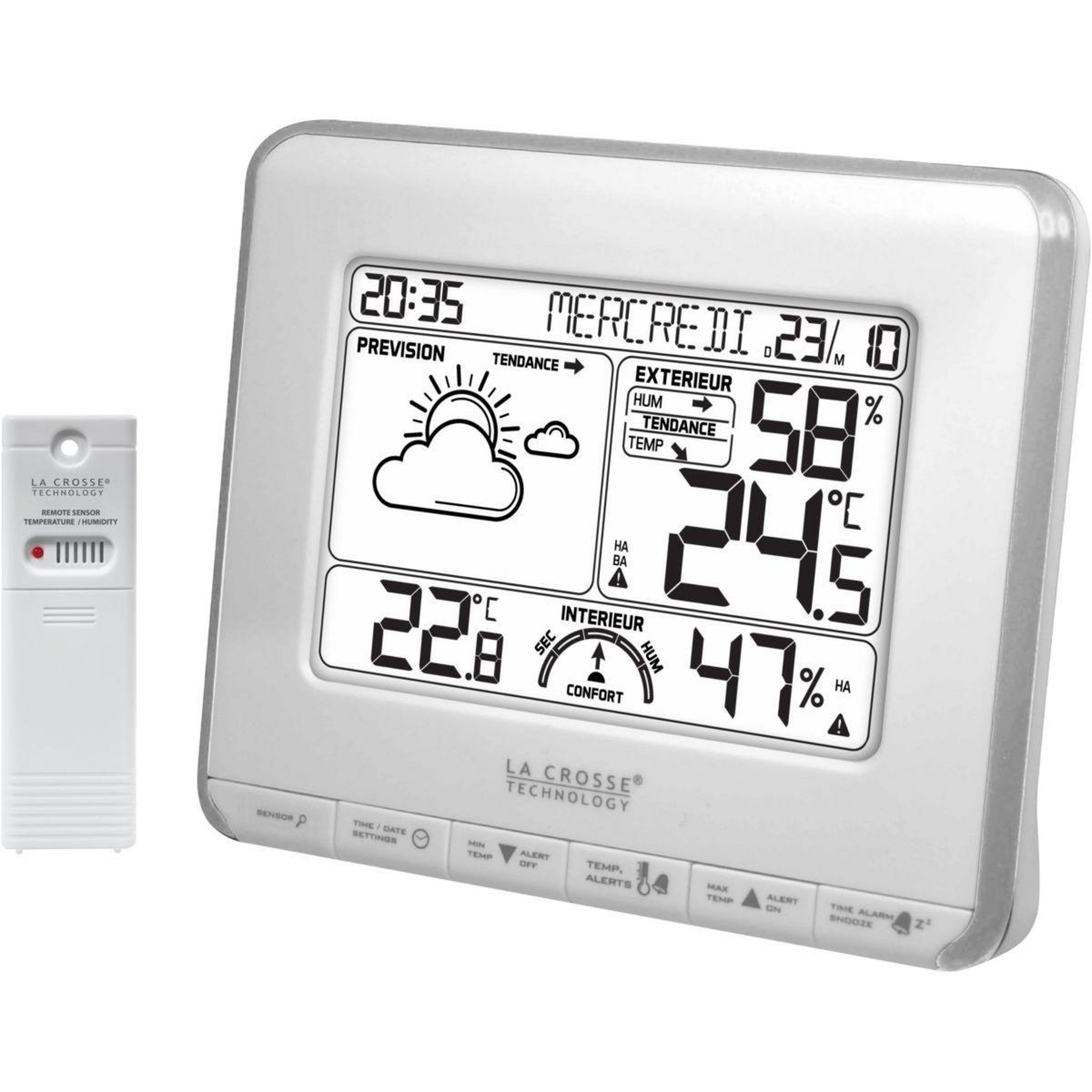 La crosse technology Station météo WS6818 Blanc/Argent