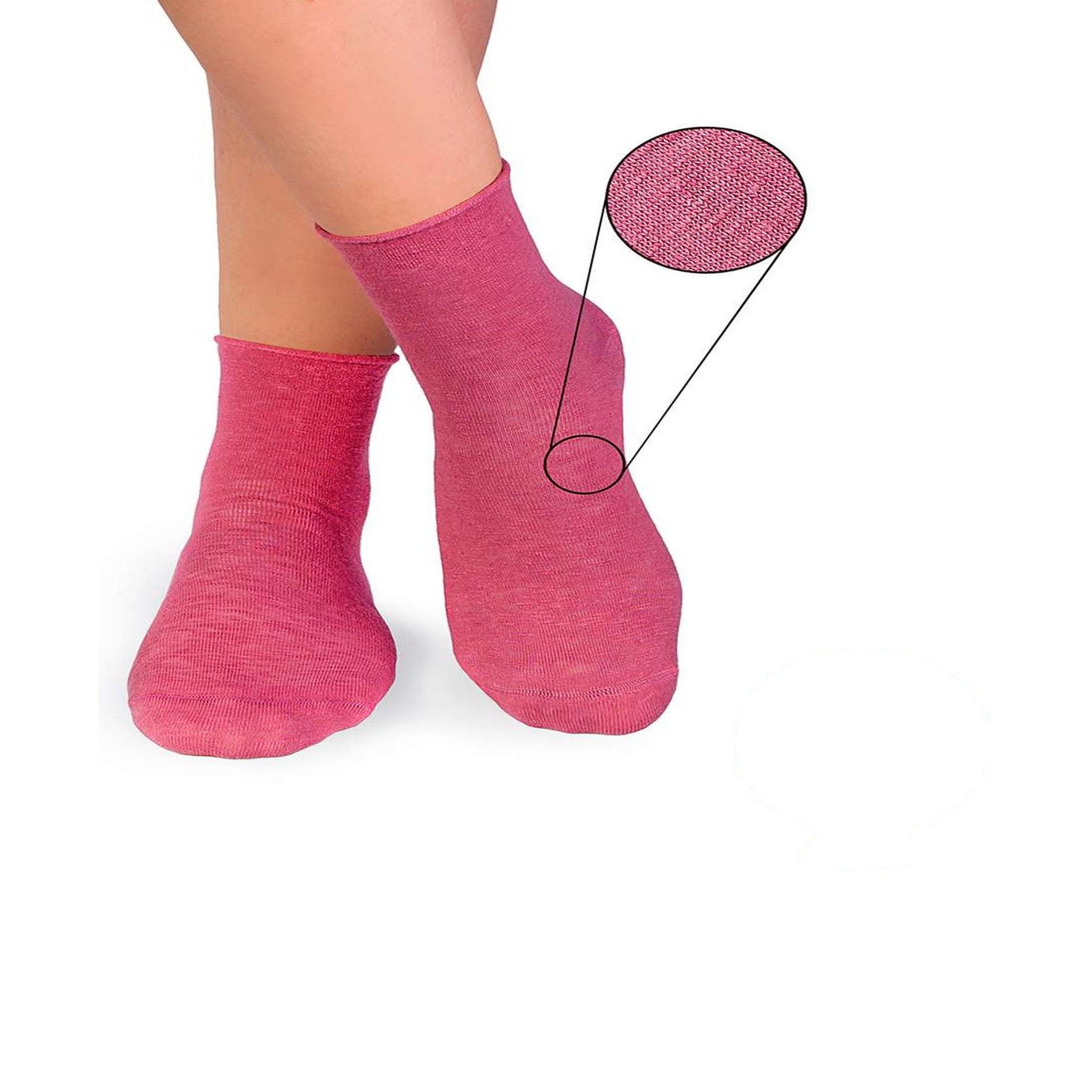 PIRIN HILL Chaussettes en lin roses. Coloris disponibles : Rose