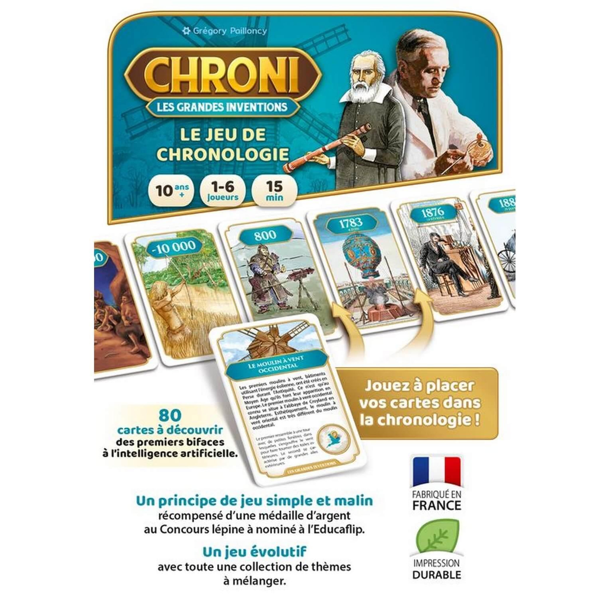Voir la diapositive 3 : Jeu de société On the go editions Chroni Les Grandes Inventions