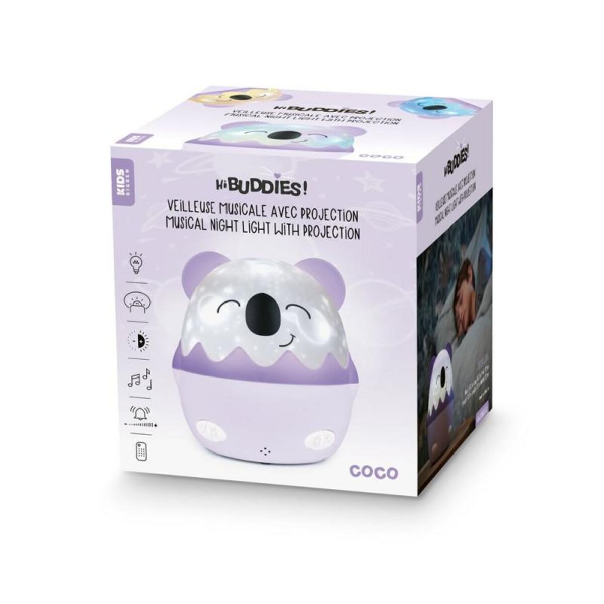 Bigben Veilleuse musicale sans fil BigBen avec projection Koala Coco Blanc et Violet