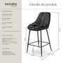 Voir la diapositive 6 : tectake Chaise de bar rembourrée avec une housse douce Aspect velours noir/noir Ensemble de 2 pièces