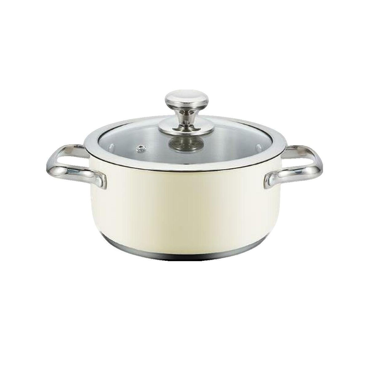 HAGER Casserole haeger Luxe en acier inoxydable beige avec couvercle en verre