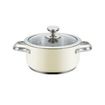 HAGER Casserole haeger Luxe en acier inoxydable beige avec couvercle en verre