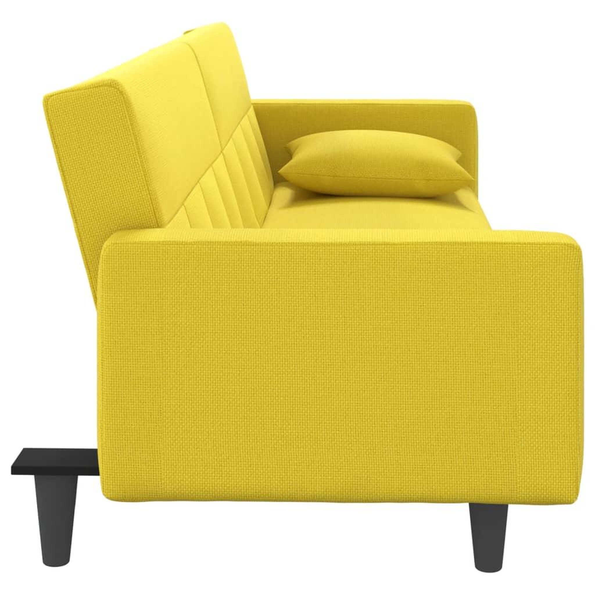 Voir la diapositive 5 : VIDAXL Canape-lit avec coussins jaune clair tissu