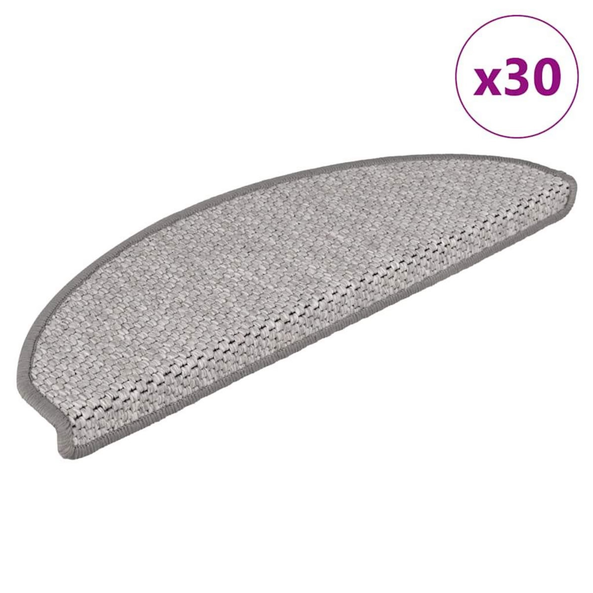 VIDAXL Tapis d'escalier autocollants 30 pcs 65x21x4 cm platine