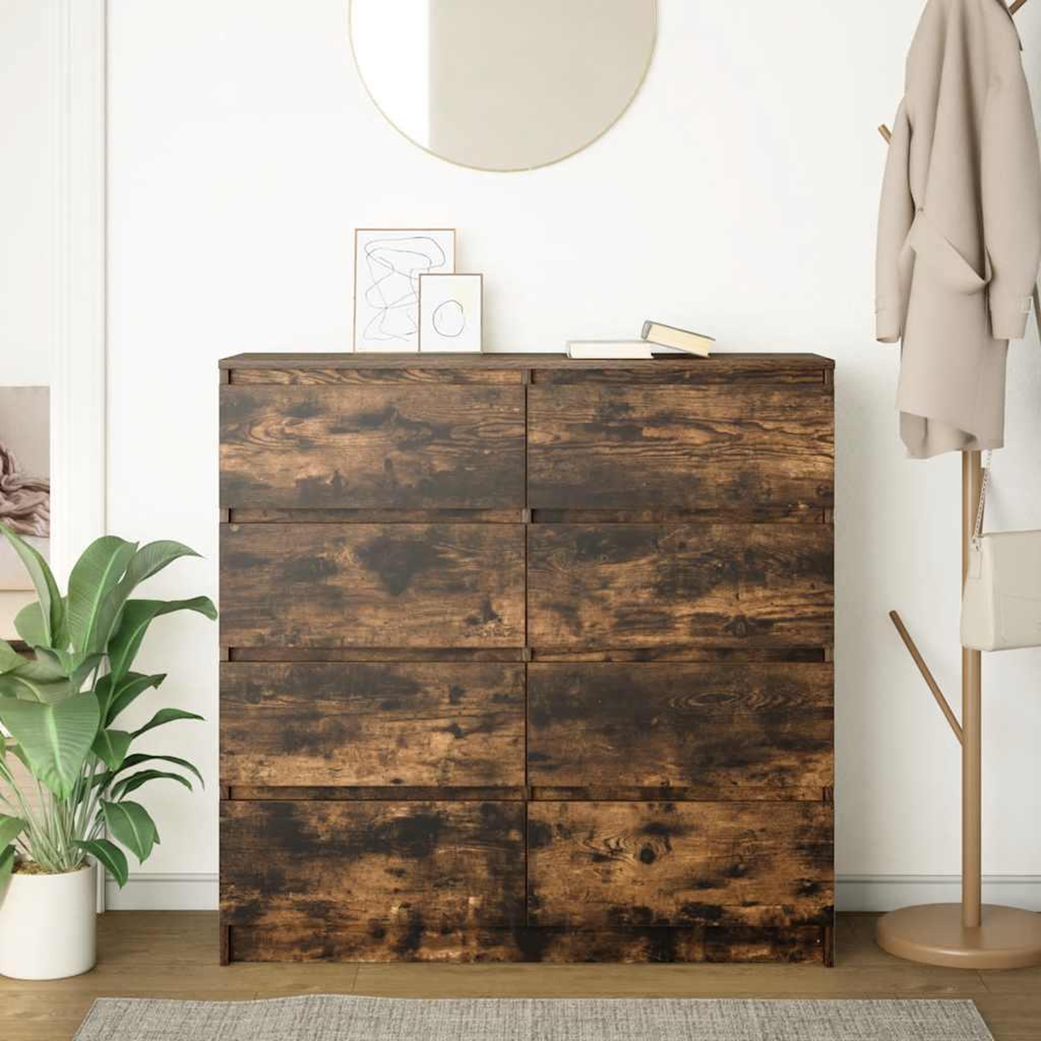 Voir la diapositive 3 : VIDAXL Buffet chene fume 100x35x99 cm bois d'ingenierie