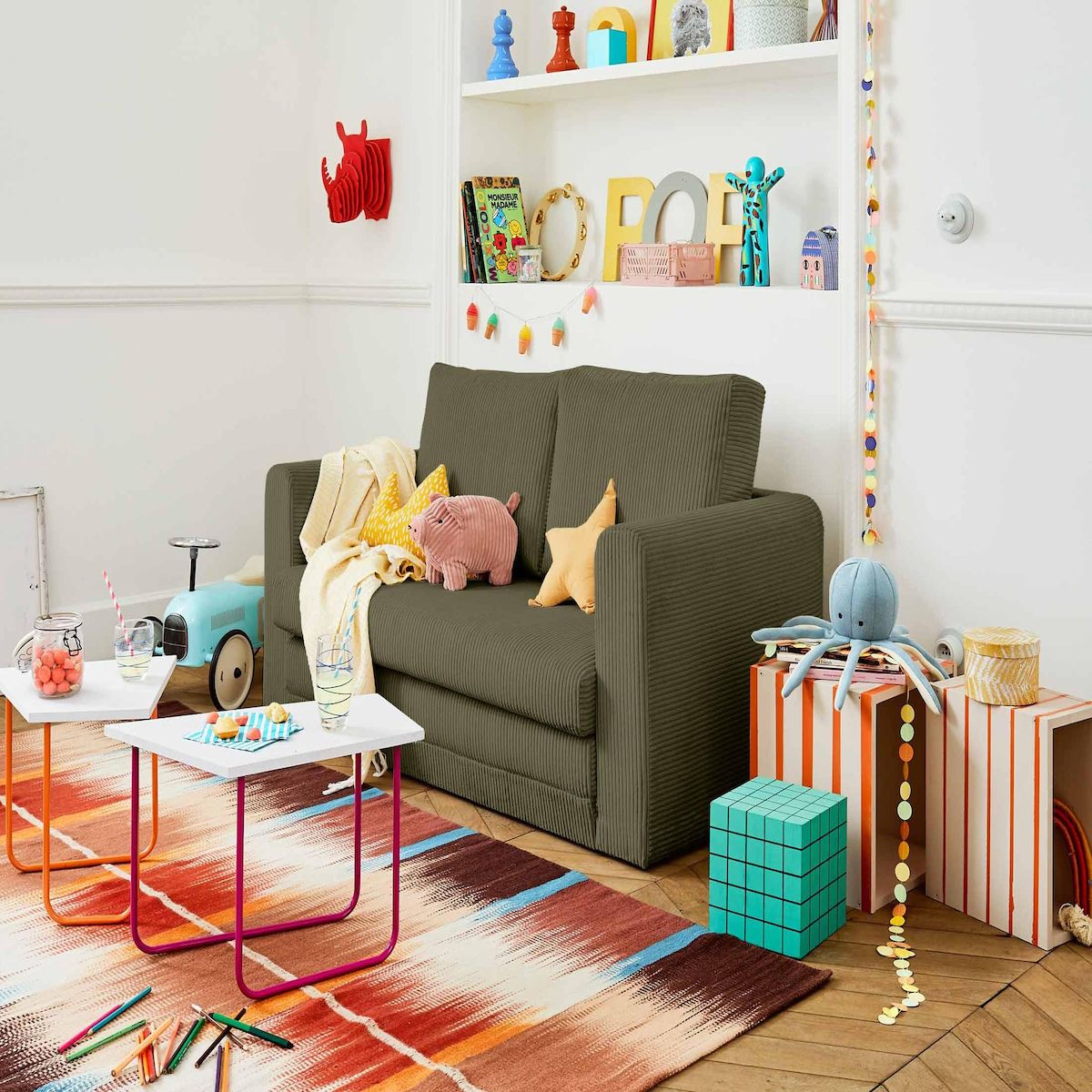 BEST MOBILIER Marilia - canapé 2 places - convertible déplimousse - en velours côtelé