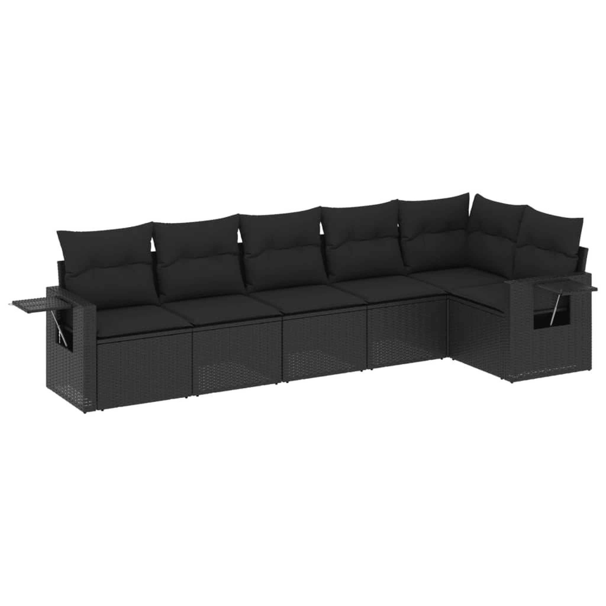 Voir la diapositive 2 : VIDAXL Salon de jardin 6 pcs avec coussins noir resine tressee