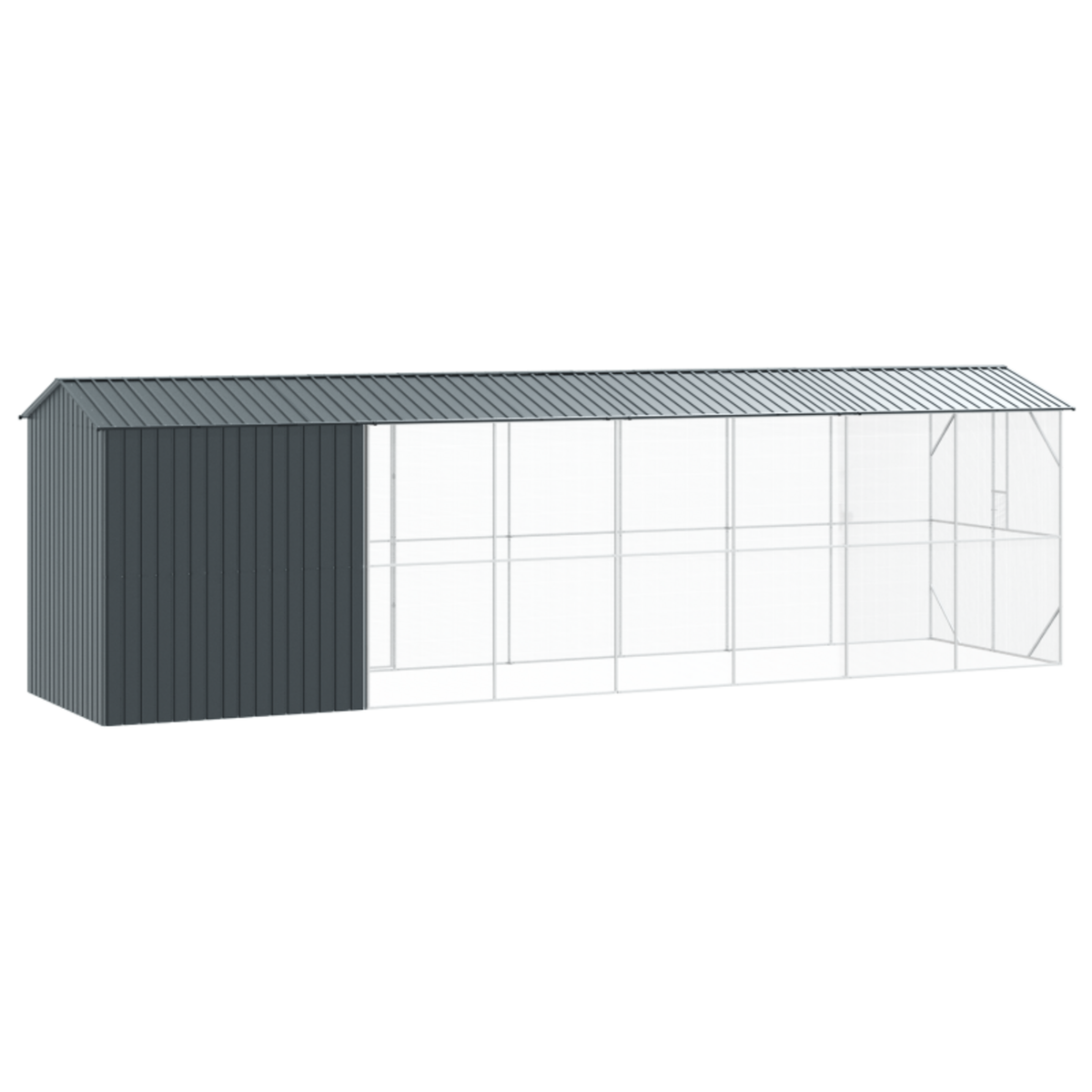 VIDAXL volière avec extension anthracite 210x838x247 cm acier