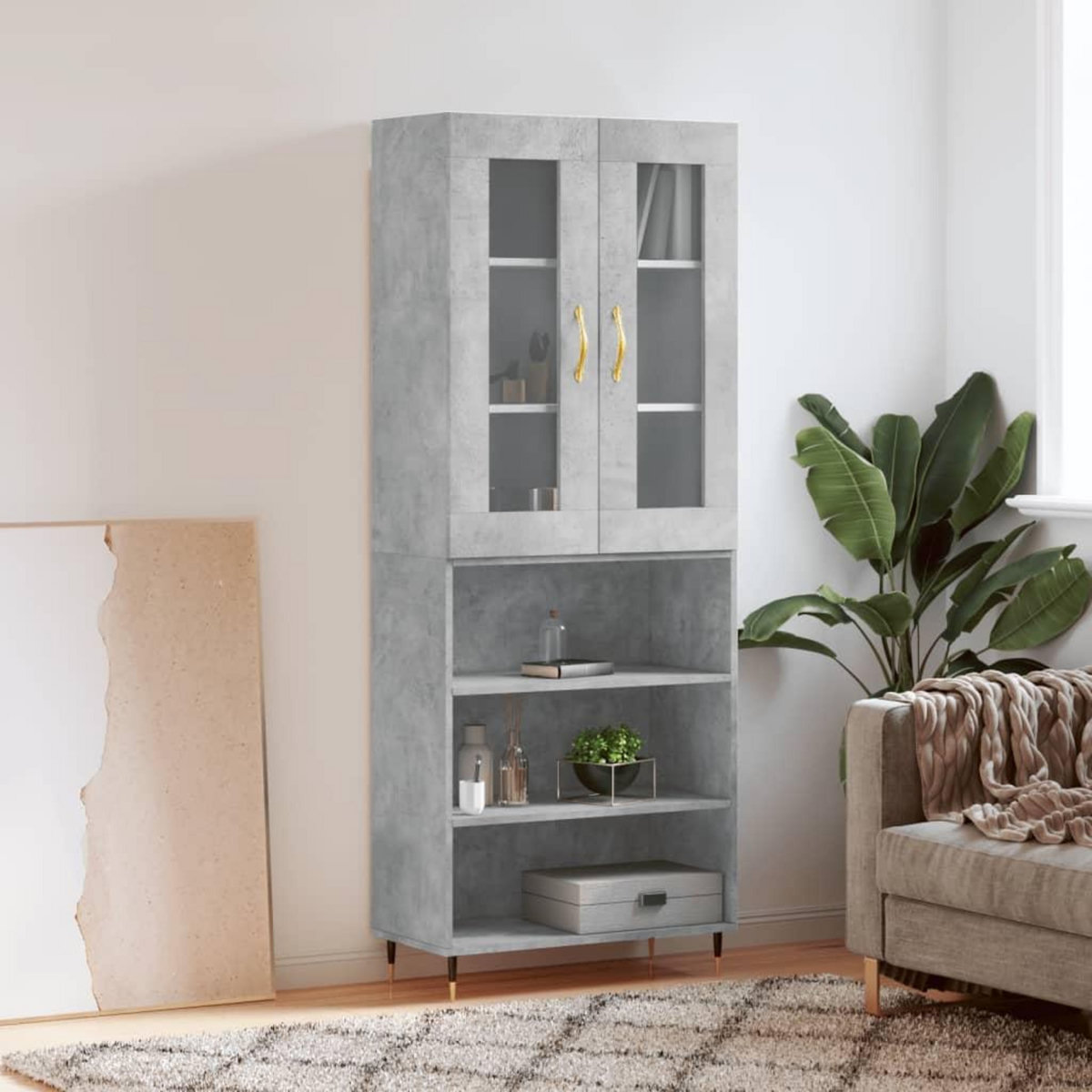 VIDAXL Buffet haut Gris beton 69,5x34x180 cm Bois d'ingenierie