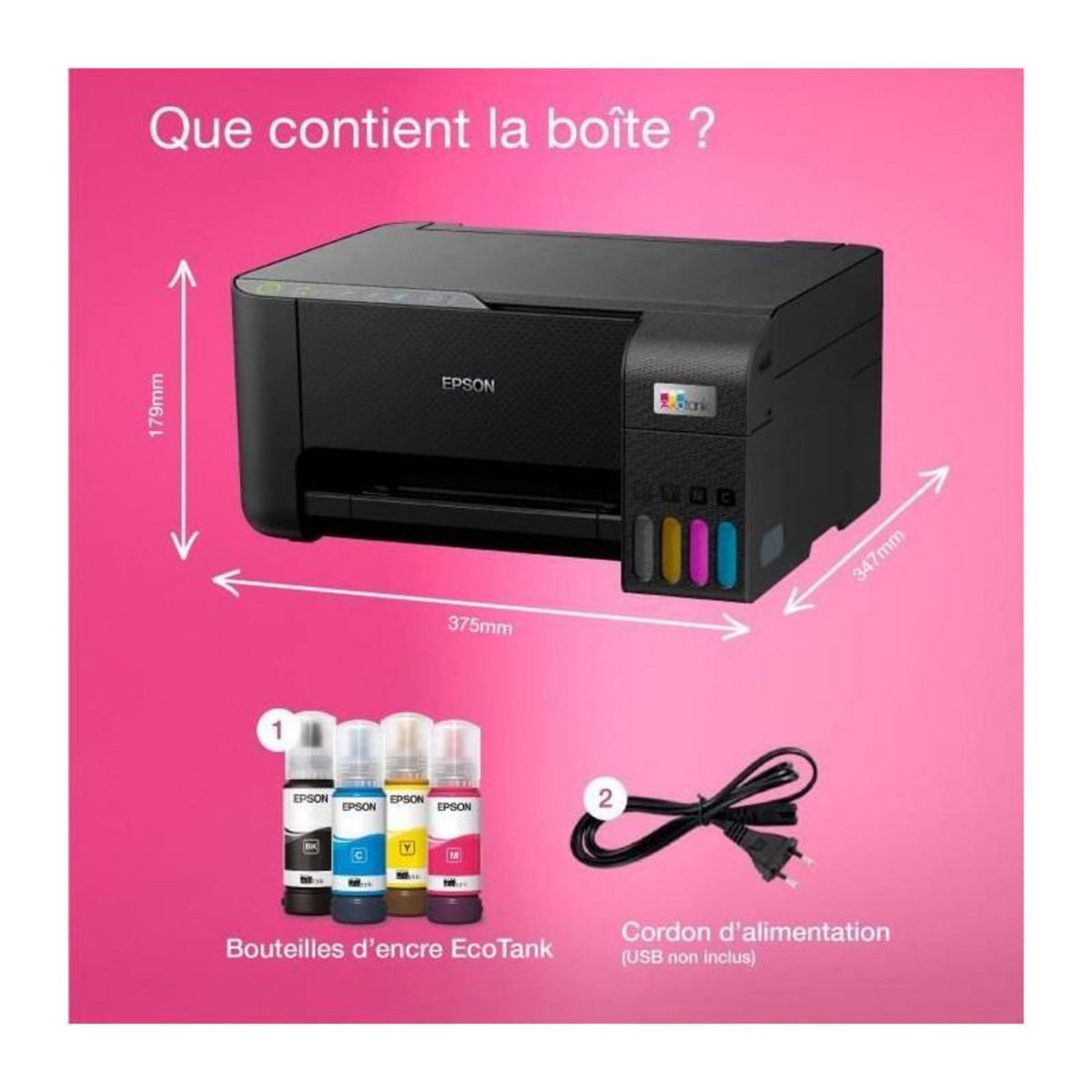 Epson Imprimante multifonction A4 - EPSON - Ecotank ET-2860 - Wi-Fi - Equipée de réservoirs d'encre