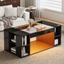 Voir la diapositive 2 : MERAX Table basse rectangulaire noir - 50x100 cm led mdf