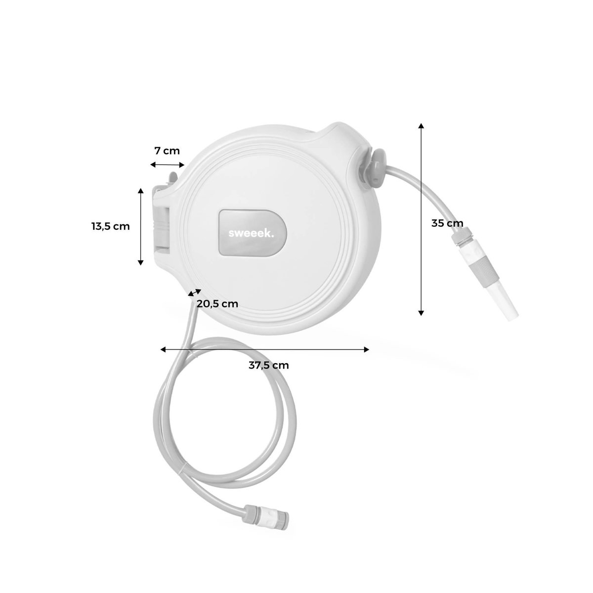 SWEEEK Dévidoir mural automatique 20m. enrouleur avec tuyau d'arrosage. raccord et lance fournis