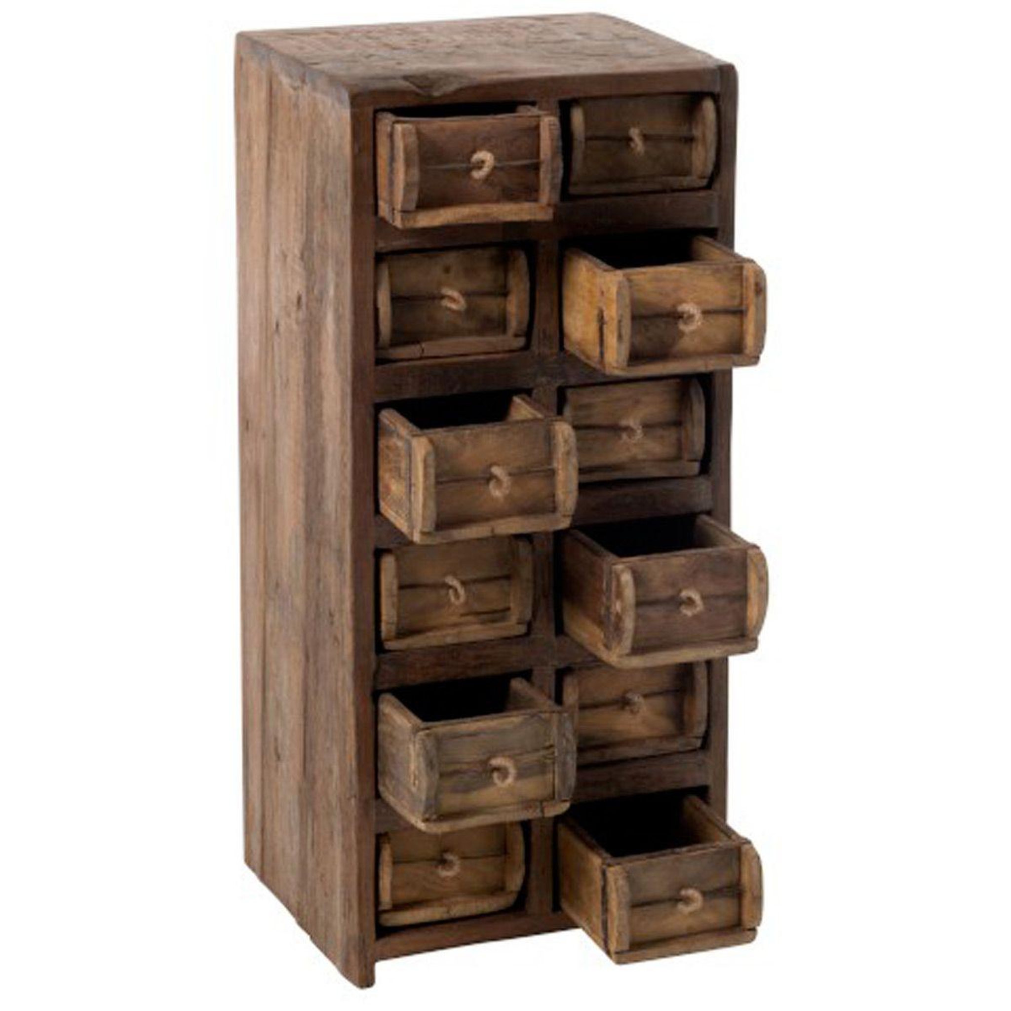 Voir la diapositive 5 : J-LINE Commode 12 Tiroirs en Bois  Medio  82cm Naturel