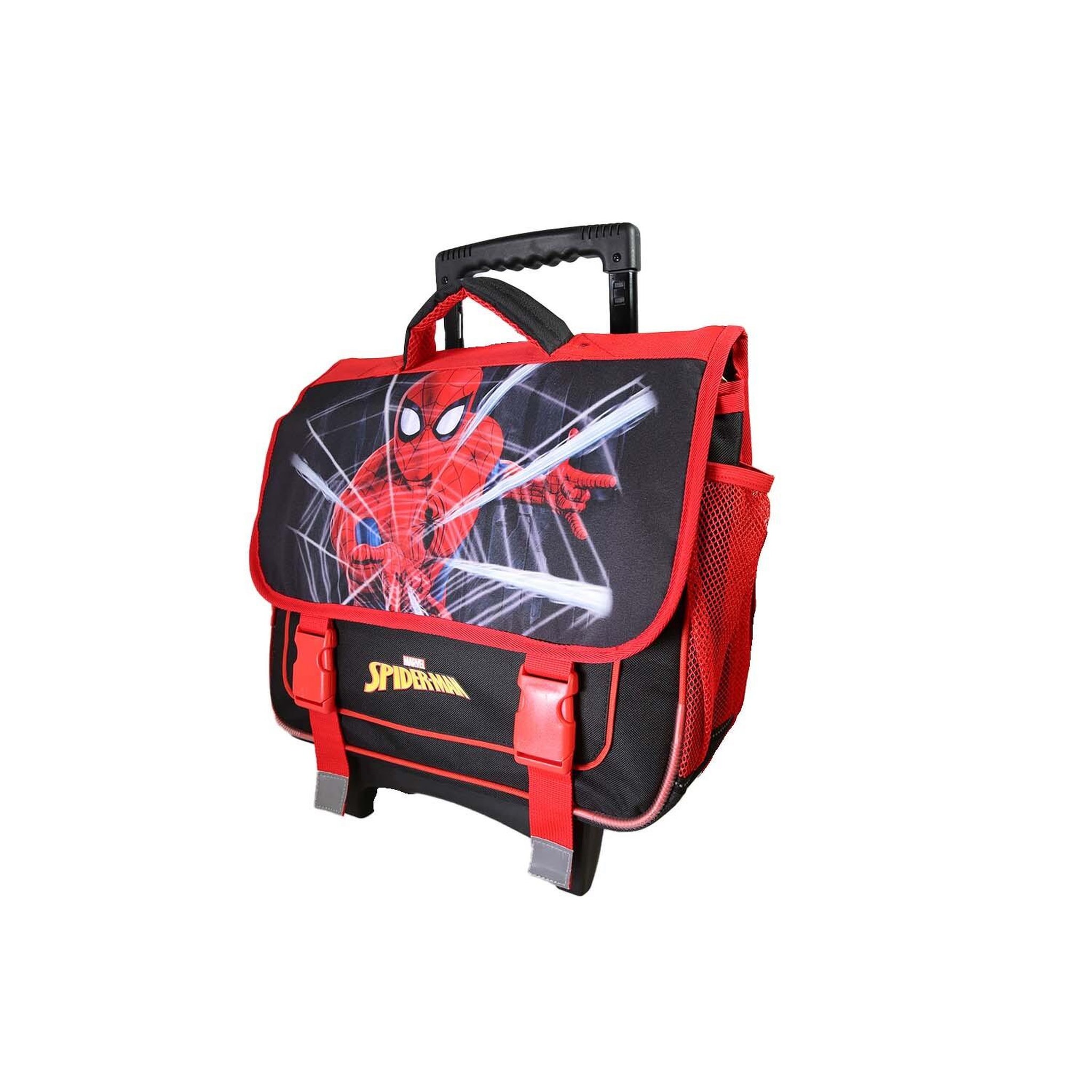 Voir la diapositive 2 : Bagtrotter SpiderMan - Cartable à roulettes 38 cm - Rouge/Noir - Garçon - 2 compartiments