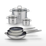 ELO Lot de 3 Poêles 24/28/32cm Elo Profi Therm Platinum et 3 Faitouts 16/20/26cm