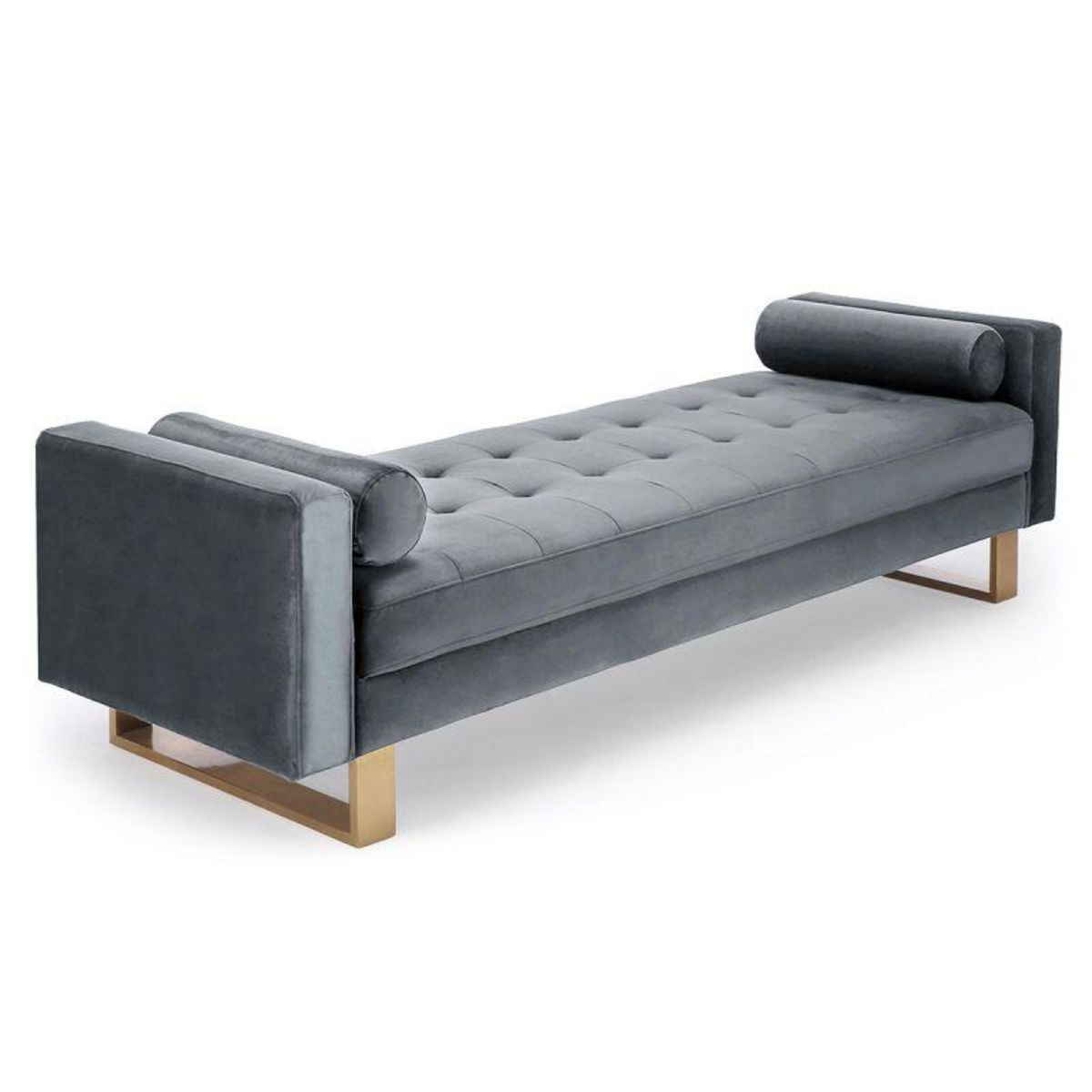 Paris Prix Banquette Capitonnée Velours  Qena  160cm Argent