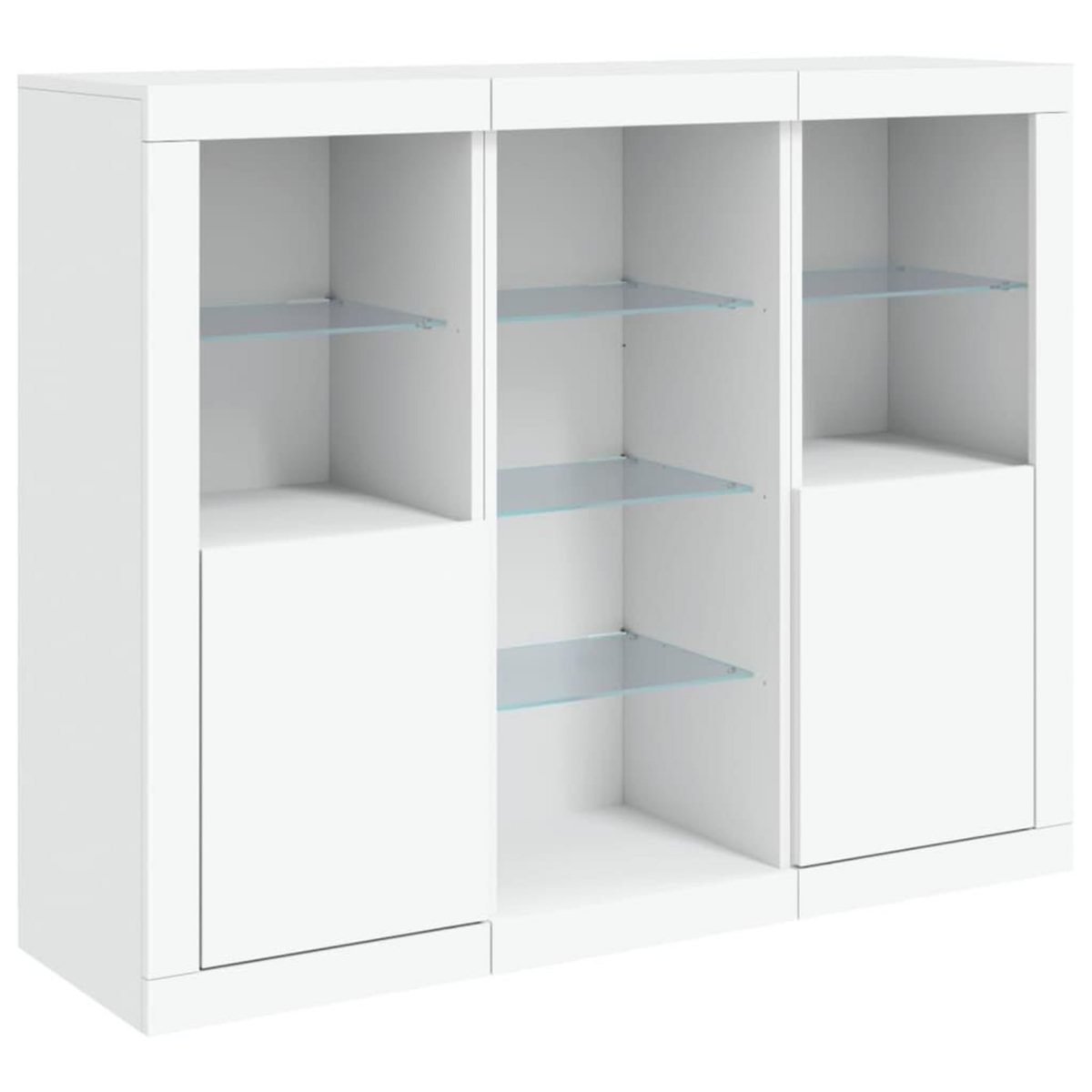 VIDAXL Buffets avec lumieres LED 3 pcs blanc bois d'ingenierie