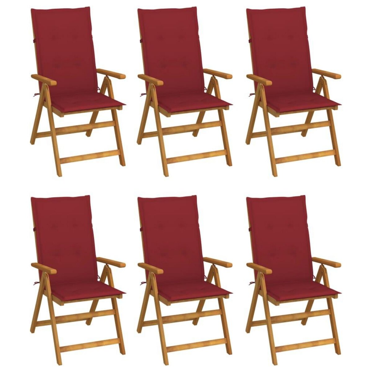 VIDAXL Chaises pliables de jardin lot de 6 avec coussins Bois d'acacia