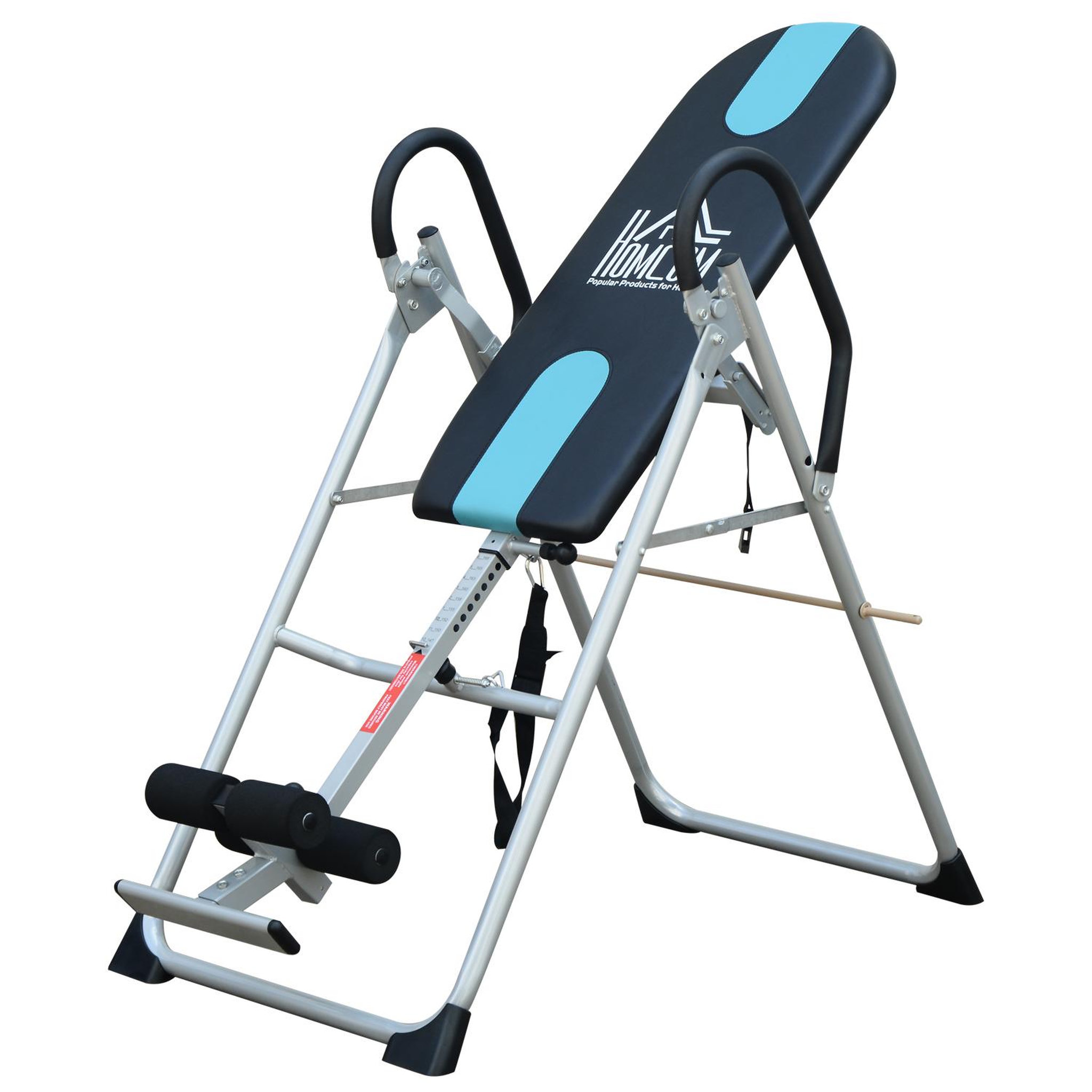 HOMCOM Table d'inversion de musculation pliable ceinture de sécurité réglable acier coloris argent noir