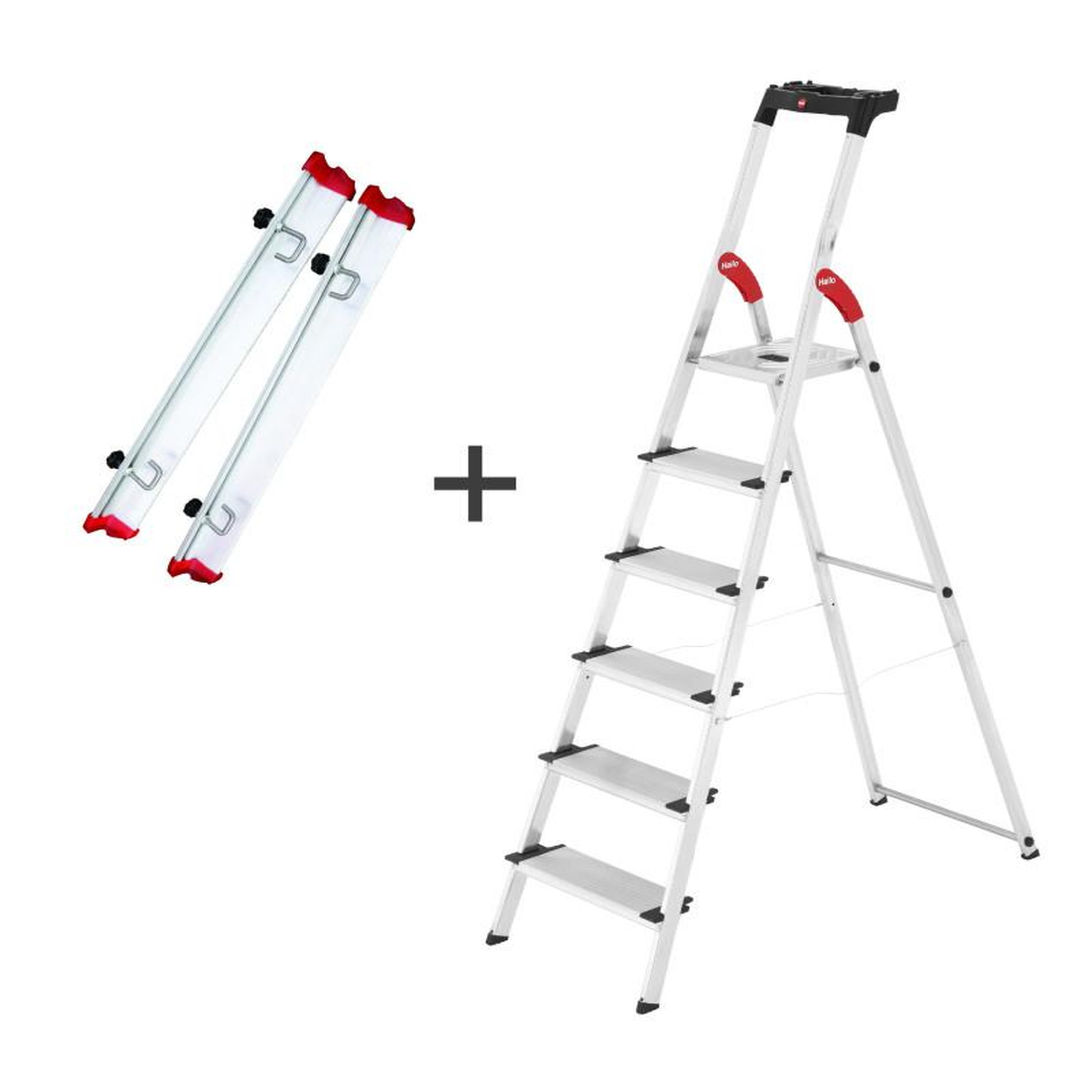 HAILO Rails jardin + Escabeau 6 marches extra larges ProfiStep XXL
