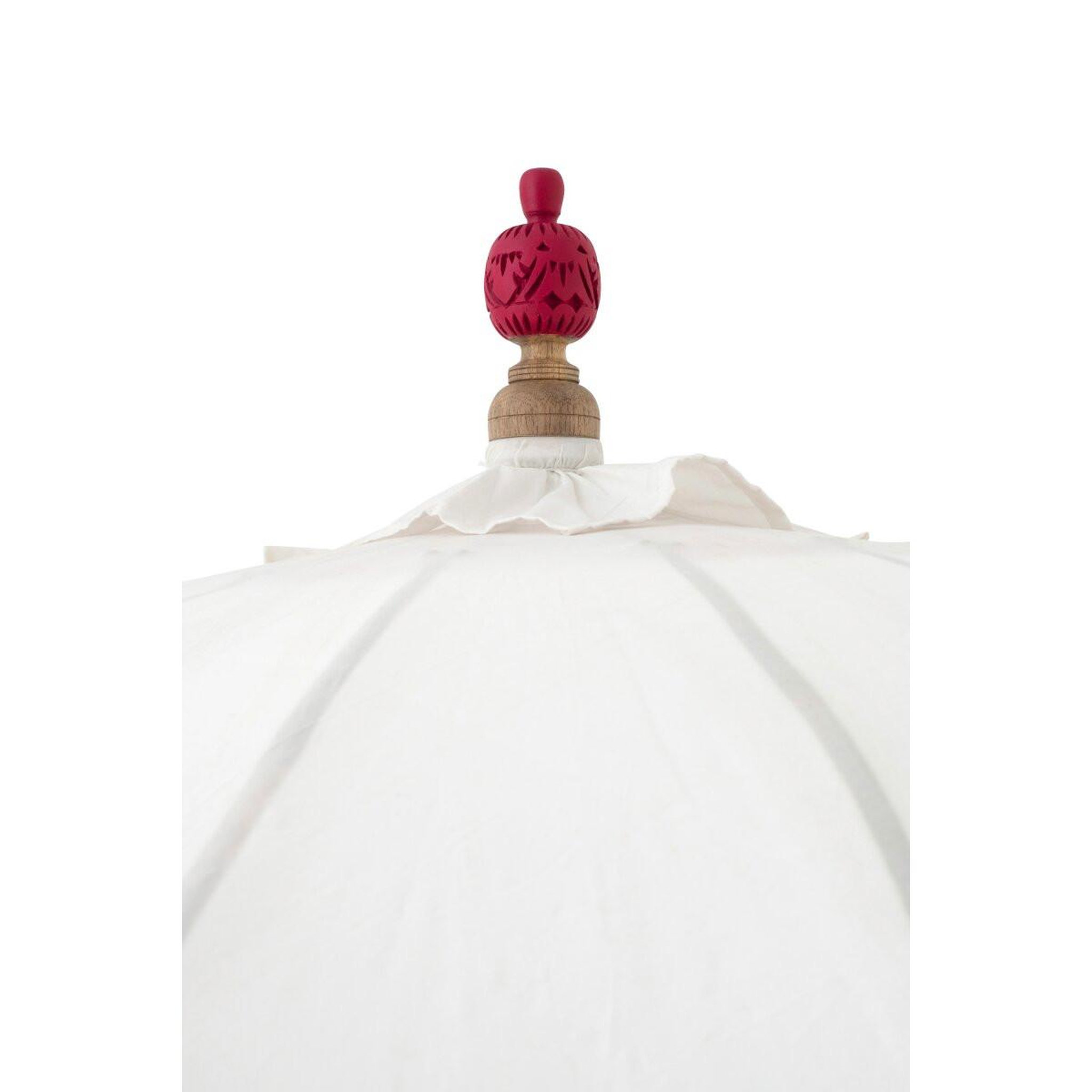 Voir la diapositive 4 : J-LINE Parasol Rond à Franges  Flavie  180cm Écru & Rose