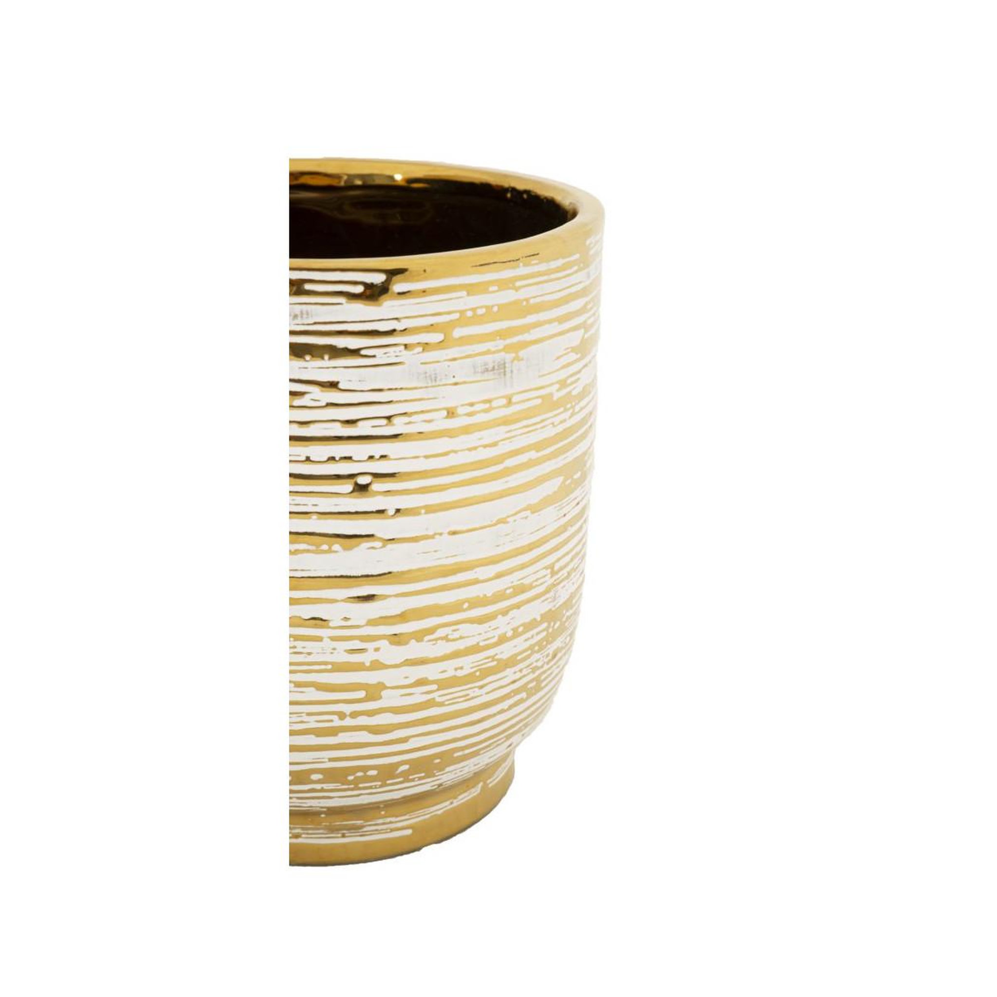 Voir la diapositive 3 : Paris Prix Lot de 2 vases en céramique  melody  24cm or & blanc
