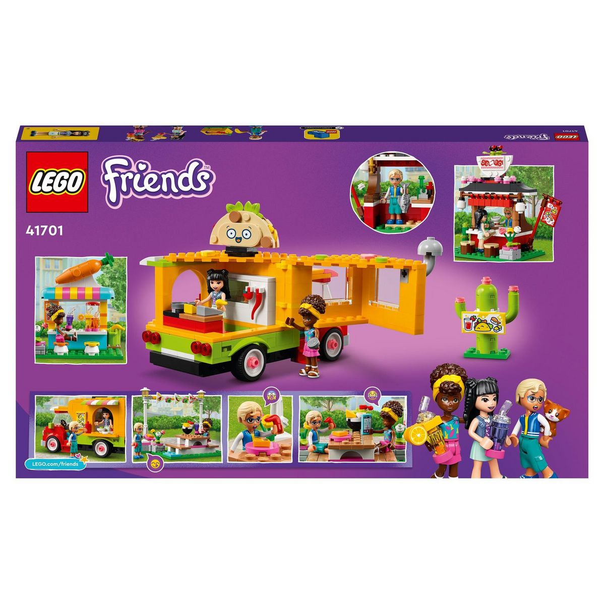 LEGO Friends 41701 Le Marché de Street Food, Jouet Camion Bar à Jus pour Enfants +6 ans