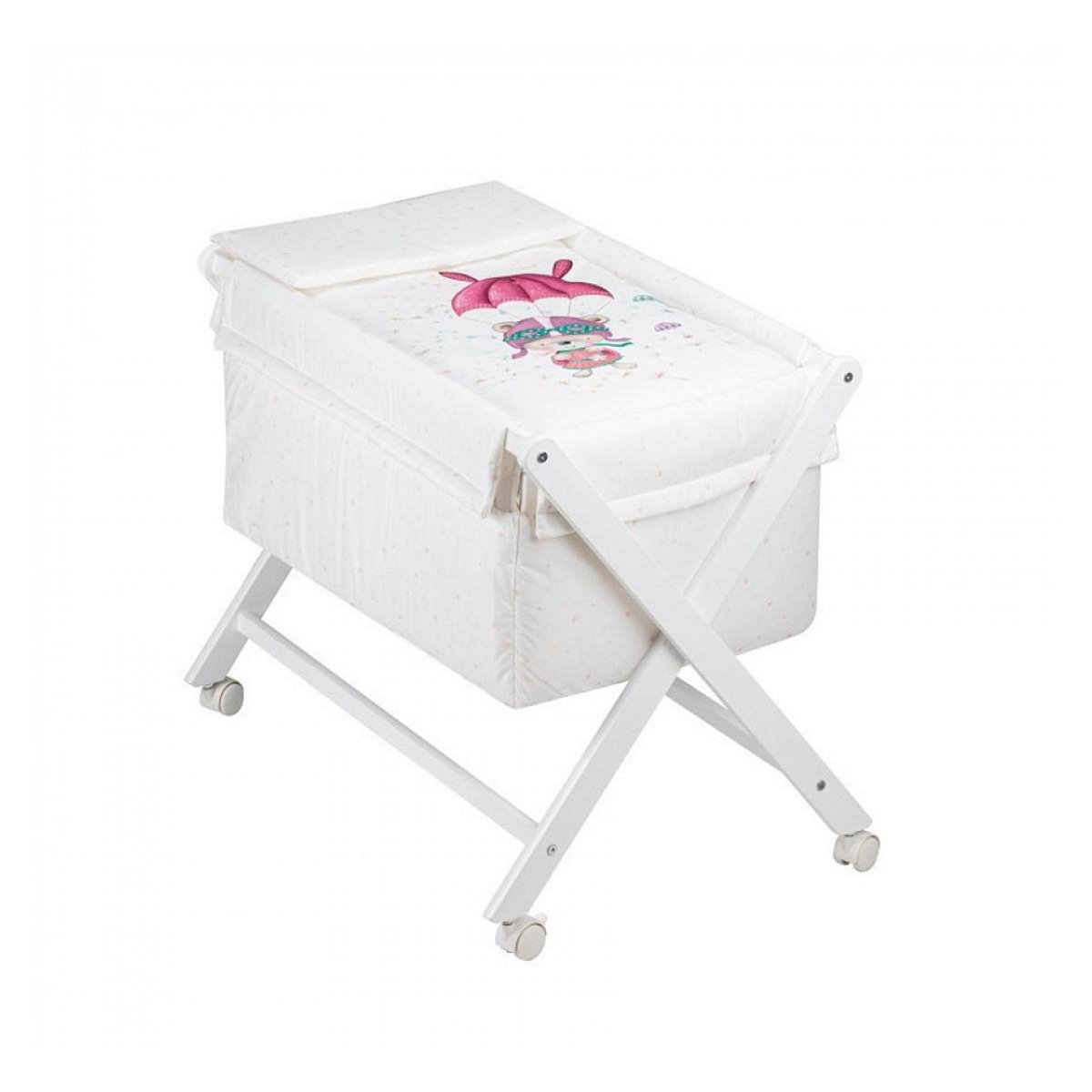 INTERBABY Berceau en Croix Parachute Rose - Lit de Bébé Sécurisé et Confortable