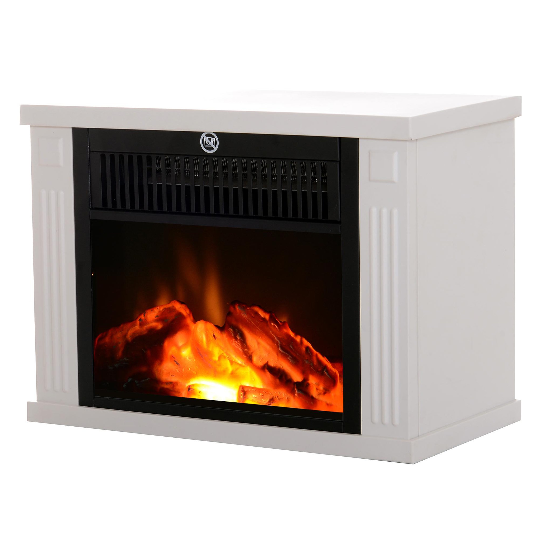 HOMCOM Cheminée électrique poêle style contemporain thermostat 600-1200 W blanc