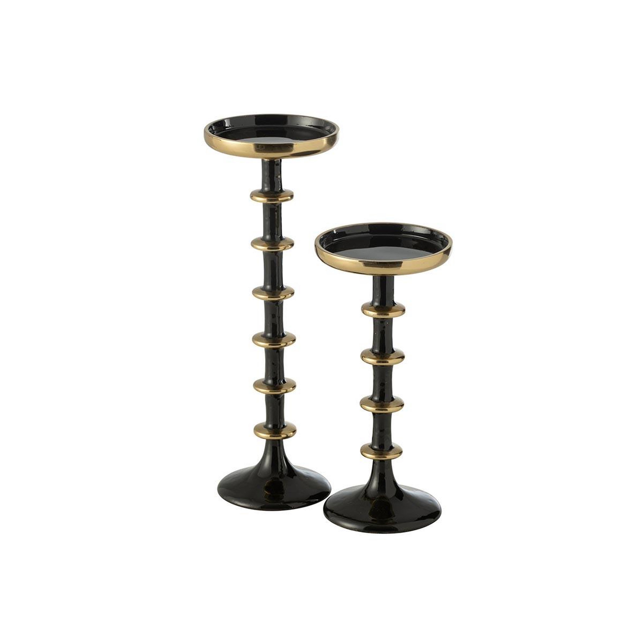 Voir la diapositive 3 : J-LINE Bougeoir boule en métal  ramiro  30cm noir & or