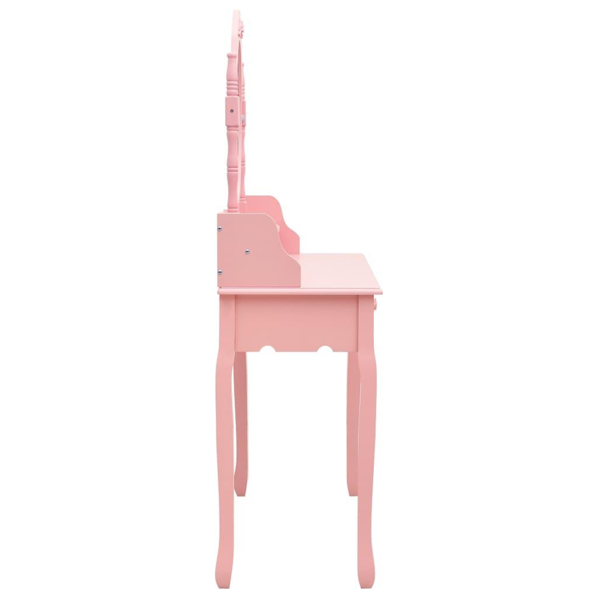 Voir la diapositive 4 : VIDAXL Ensemble de coiffeuse avec tabouret Rose 75x69x140 cm Paulownia