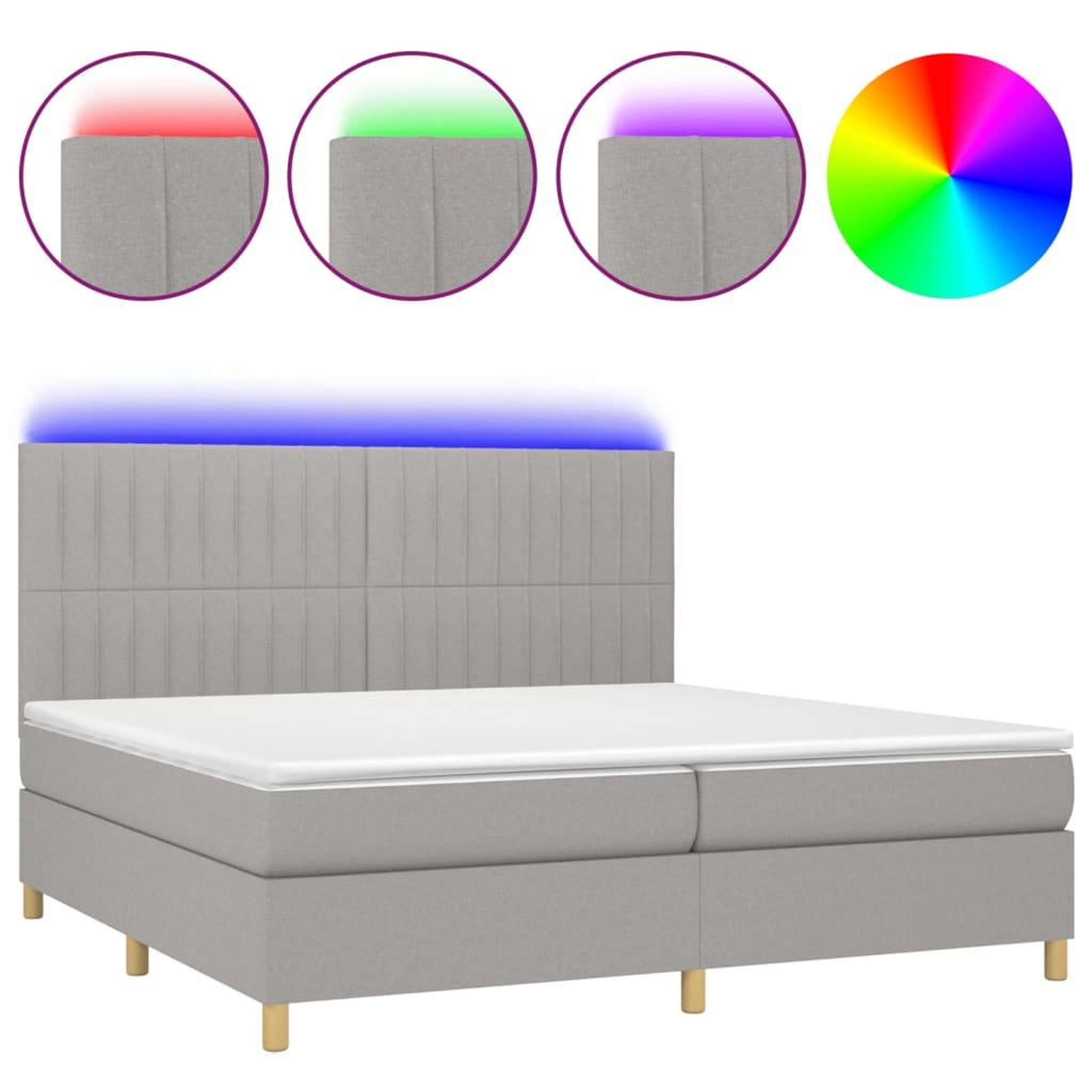 Voir la diapositive 2 : VIDAXL Sommier a lattes de lit matelas et LED Gris clair 200x200 cm