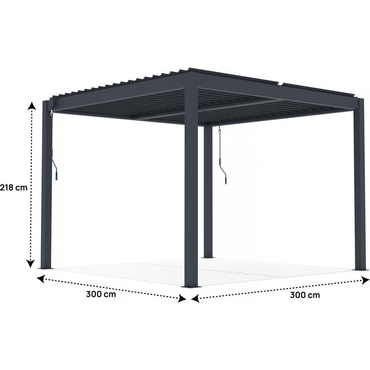 Habitat et Jardin Pergola bioclimatique en aluminium  Windsor  - 3 x 3 m - Anthracite