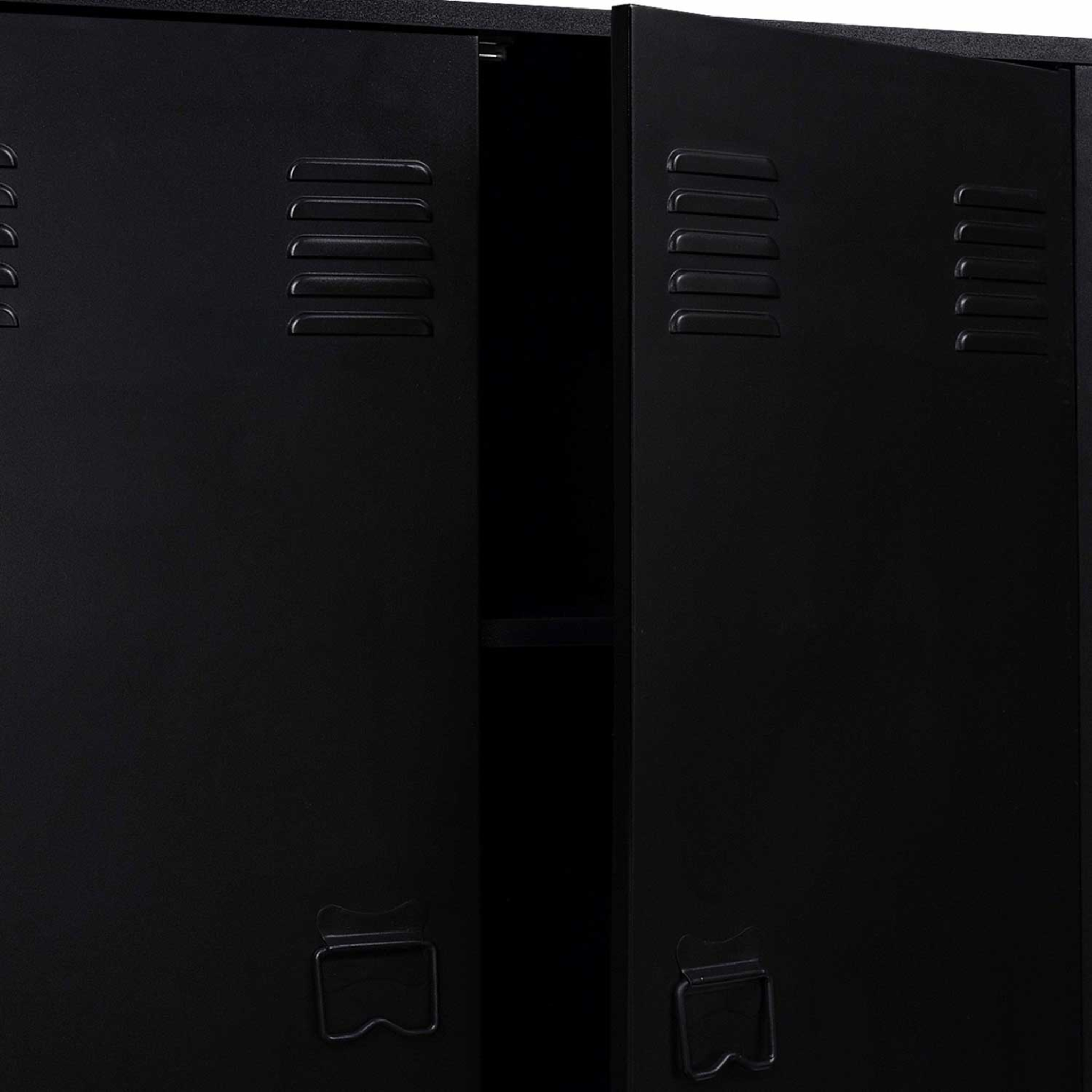 Voir la diapositive 5 : ID MARKET Armoire basse ester 2 portes métal noir design industriel