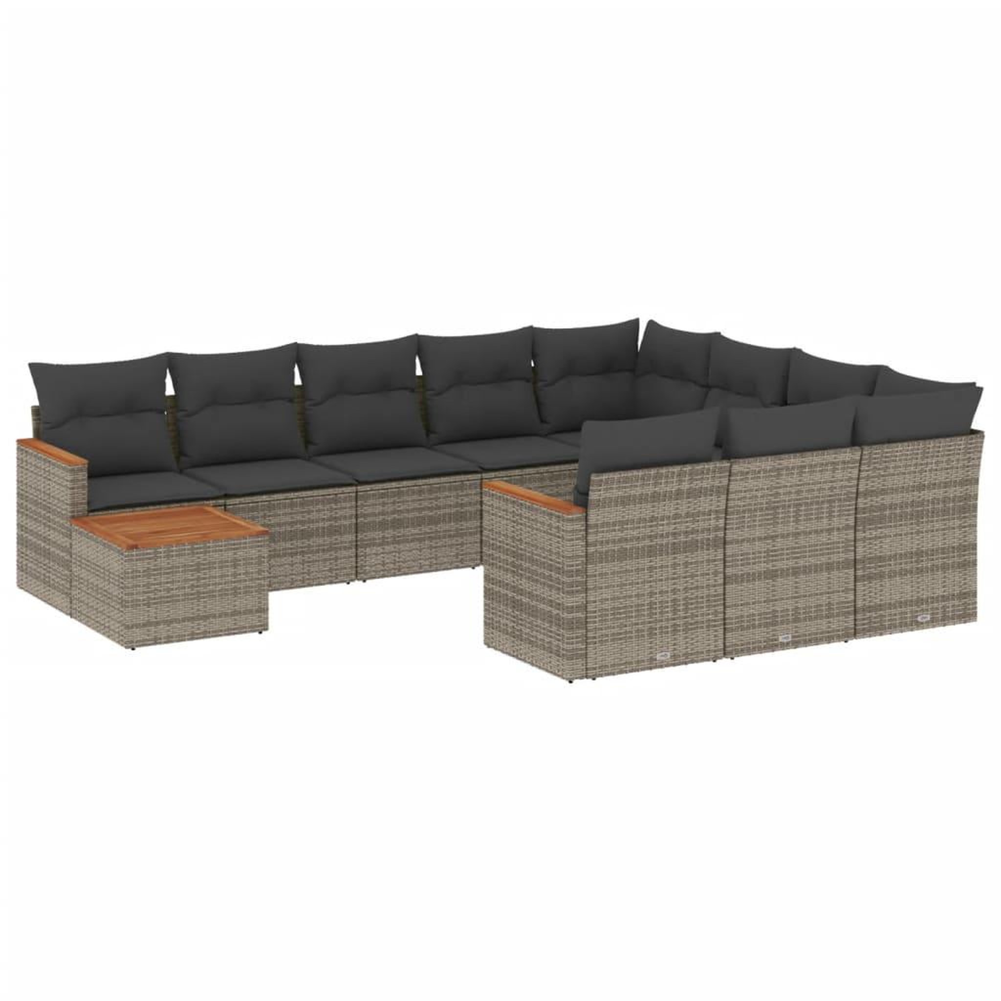 Voir la diapositive 2 : VIDAXL Salon de jardin 11 pcs avec coussins gris resine tressee