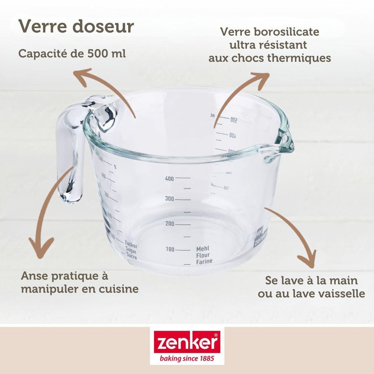 ZENKER Verre mesureur en verre 500 ml Zenker