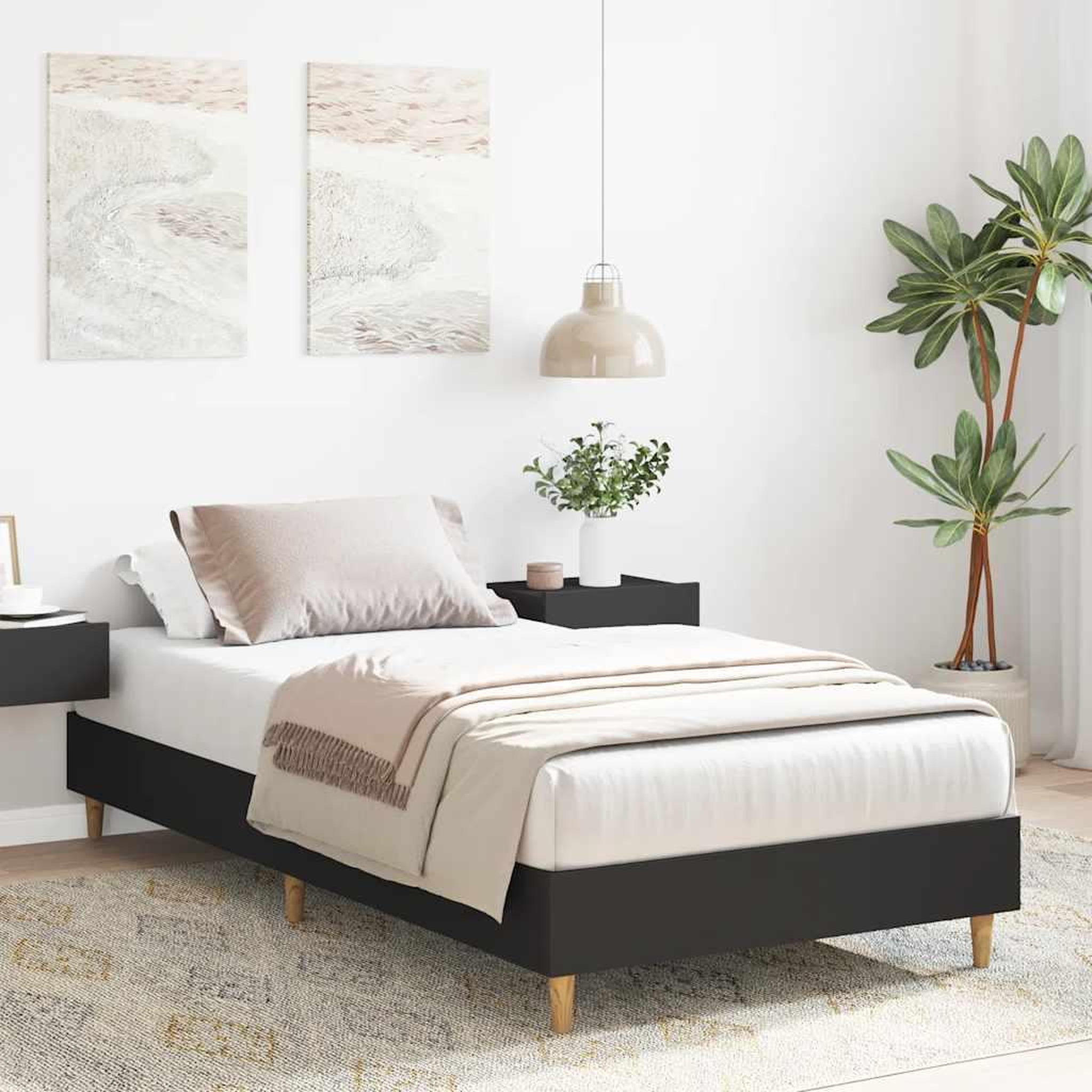 Voir la diapositive 3 : VIDAXL Cadre de lit sans matelas noir 90x200 cm bois d'ingenierie