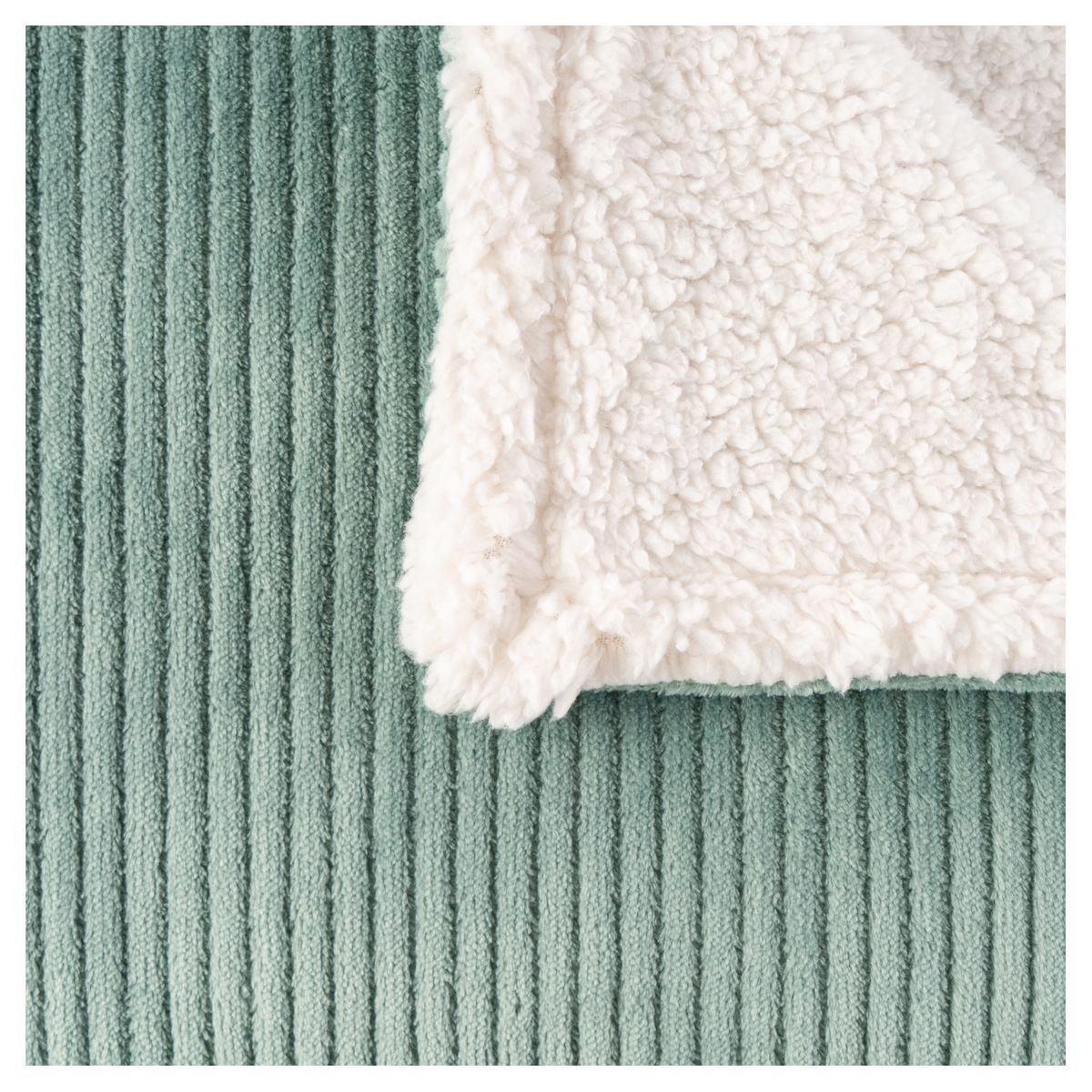 ACTUEL Plaid effet velours côtelé double face Flanelle /sherpa 