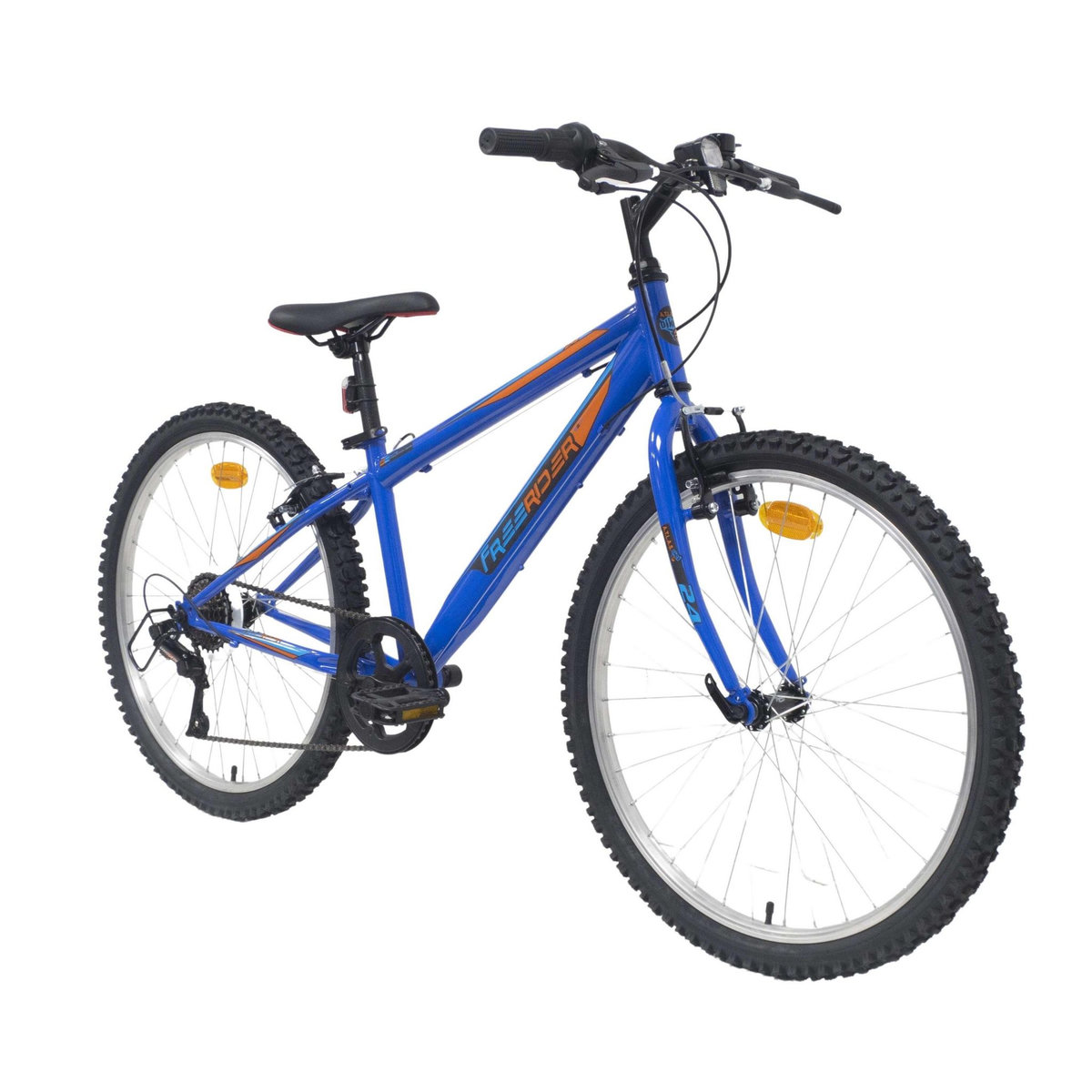 FREERIDER Vélo enfant - VTT 24'' Rigide   Freerider   pour taille de 140 cm à 160 cm - 6 Vitesses - Fourche et cadre rigide en acier - Jantes en aluminium - Freins V-brake