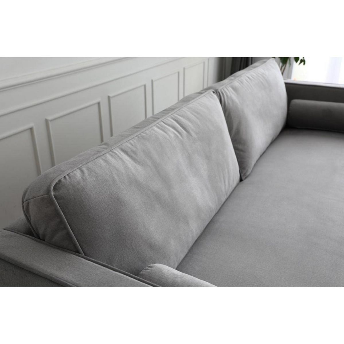 CONCEPT USINE Canapé 3 places en velours gris clair NALHA